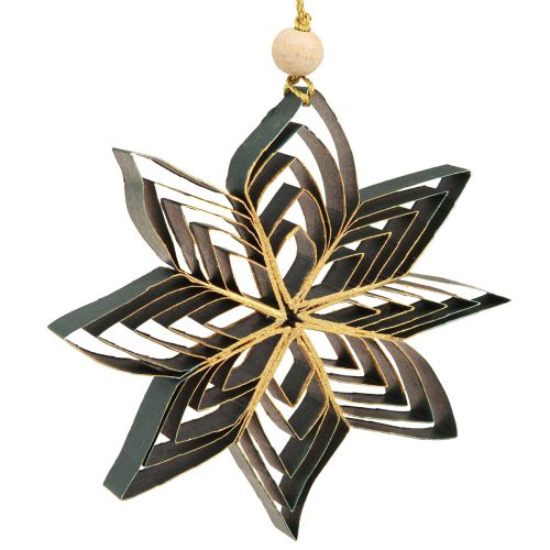 Artículo Estrellas de papel Adornos para árboles de Navidad blanco marrón verde 10cm 6 piezas