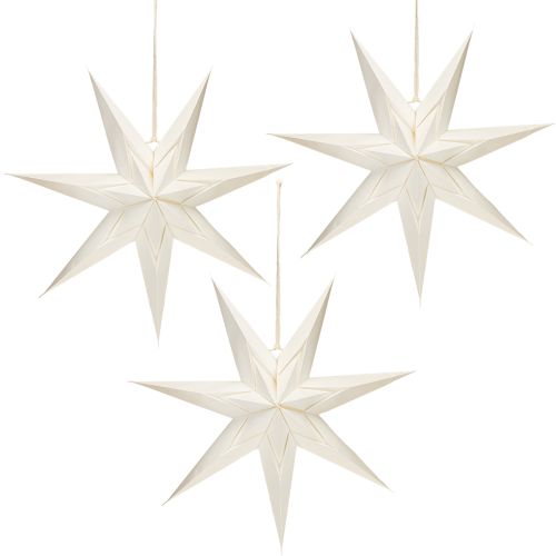 Artículo Estrellas de papel estilo escandinavo, estrella de Navidad color crema, 45 cm, 3 unidades