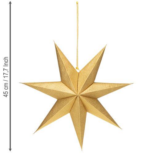 Artículo Estrellas de Navidad de papel, doradas, 45 cm, 3 unidades