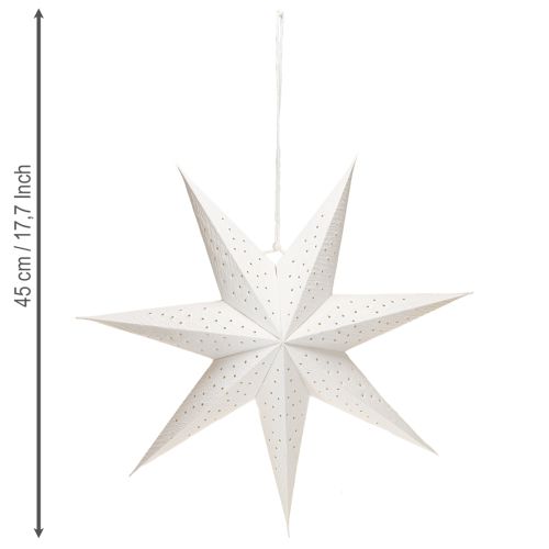 Artículo Estrellas de papel para luces navideñas, blancas, 45 cm, 3 unidades