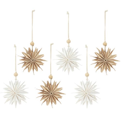 Artículo Estrellas de papel para colgar estrellas marrón blanco 12cm 6uds