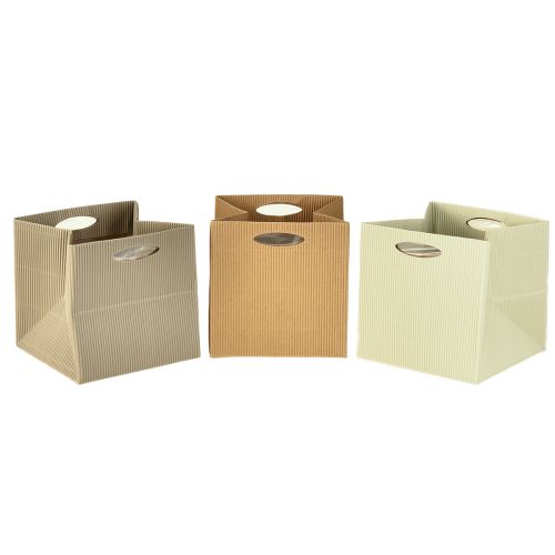 Artículo Bolsa de papel 12cm marrón crema beige bolsa de regalo 6 piezas