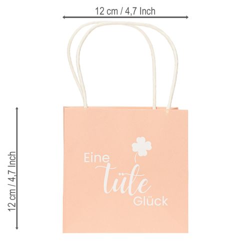Artículo Bolsa de regalo con estampado "Una bolsa de felicidad" para regalar con mucho cariño, 12 cm, 12 unidades
