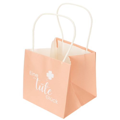 Artículo Bolsa de regalo con estampado "Una bolsa de felicidad" para regalar con mucho cariño, 12 cm, 12 unidades