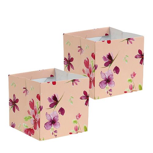 Floristik24 Bolsa de papel 10,5cm x 10,5cm rosa con patrón 8pcs