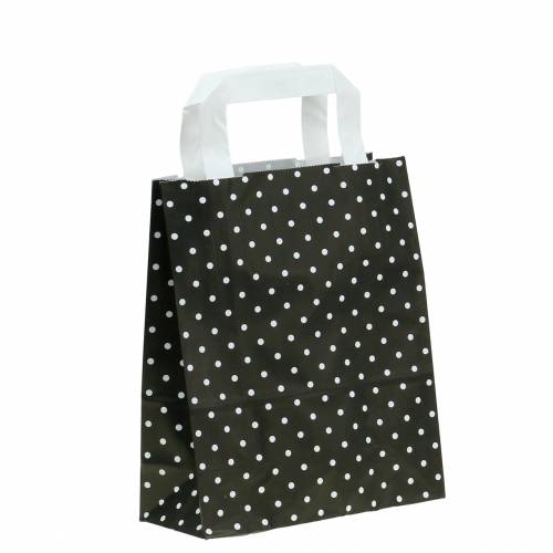 Floristik24 Bolsa de papel negra con lunares 22cm x 10cm x 31cm 25 piezas