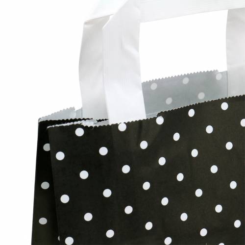 Artículo Bolsa de papel negra con lunares 22cm x 10cm x 31cm 25 piezas