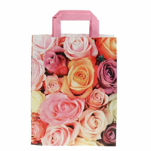 Floristik24 Bolsa de papel rosa 22cm x 10cm x 28cm 25uds