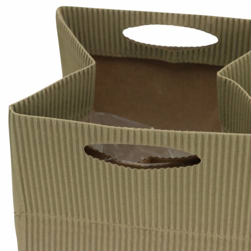 Artículo Maceta de papel con forma de bolsa, color natural, gris, 10,5 cm, 12 unidades