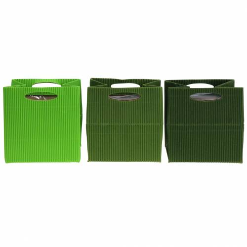 Bolsa de papel macetero macetero verde mix 10,5cm 12 piezas