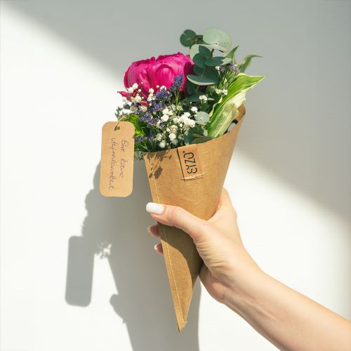 Artículo Bolsa de papel para flores bolso de flores aspecto cuero 10x20cm