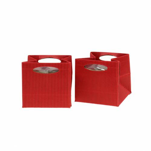 Floristik24 Jardinera maceta bolsa de papel Rojo 8,5cm 12pcs