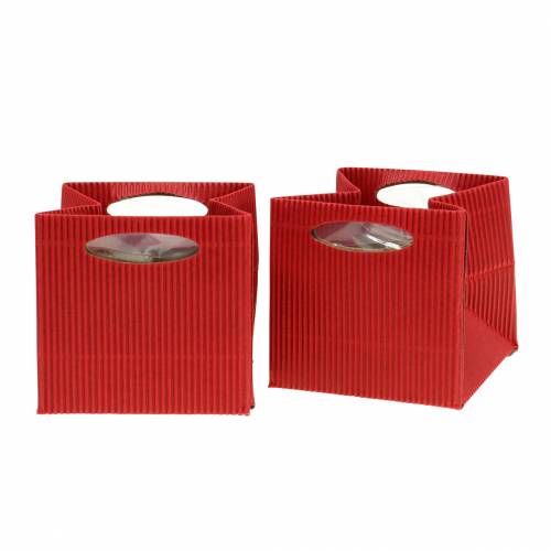 Floristik24 Bolsa de papel macetero macetero rojo 12cm 12pcs