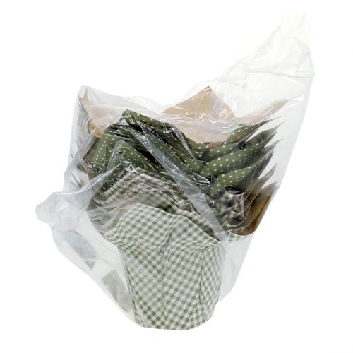 Artículo Jardinera de papel estampada verde-blanco Ø11,5cm 8 piezas