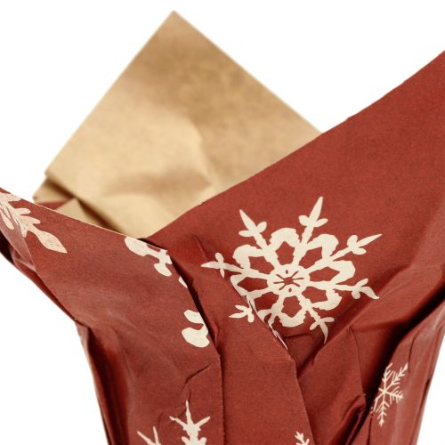 Floristik24 Maceta de papel con copos de nieve rojo-blanco Ø6cm 12p