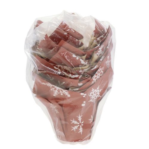 Floristik24 Maceta de papel con copos de nieve rojo-blanco Ø6cm 12p