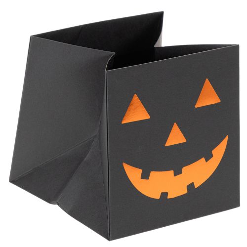 Maceta decorativa de Halloween con forma de cara de calabaza hecha con bolsas de papel, 10 cm, 6 unidades
