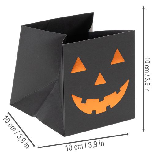 Maceta decorativa de Halloween con forma de cara de calabaza hecha con bolsas de papel, 10 cm, 6 unidades | Floristik24.es
