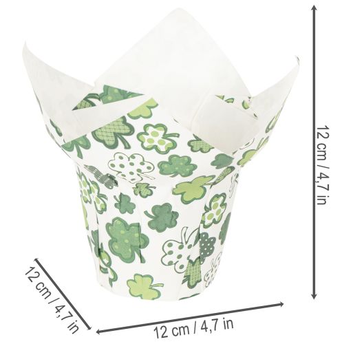 Maceta de papel con motivo de trébol, decoración de Año Nuevo, 12 cm, 12 unidades | Floristik24.es