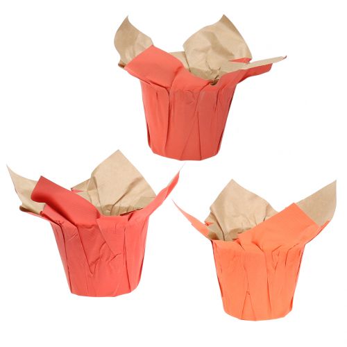 Floristik24 Macetero de papel naranja / rojo Ø10cm 12pcs