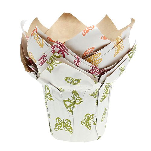 Floristik24 Maceta de papel Ø12cm H9cm con patrón 8pcs
