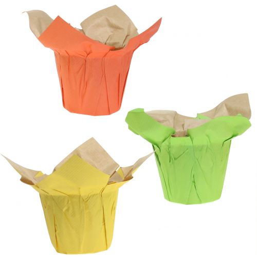 Floristik24 Botes de papel verde, naranja, amarillo Ø12cm 12ud