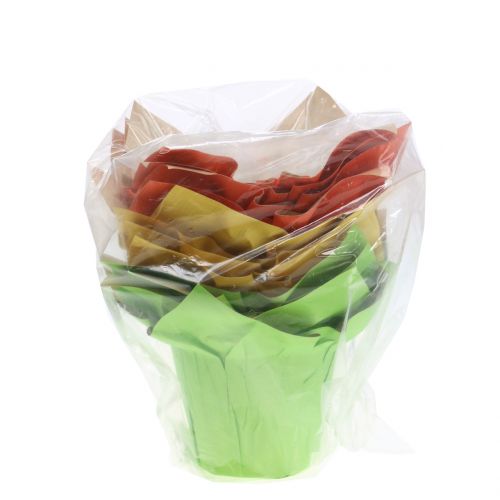 Floristik24 Macetas de papel verde, naranja, amarillo Ø8cm 12pcs