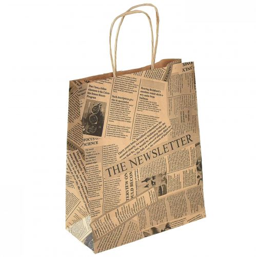 Floristik24 Bolsas de papel bolsas de papel bolsas de regalo 18x9cm periódico 50uds