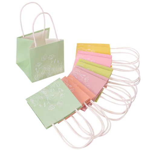 Artículo Bolsa de regalo con diseño floral, bolsa de regalo pequeña para ocasiones especiales, 12 cm, 12 piezas