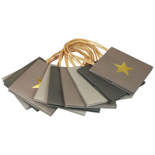 Artículo Bolsas de papel con estrella y asa gris surtido 10,5×10,5cm 9ud
