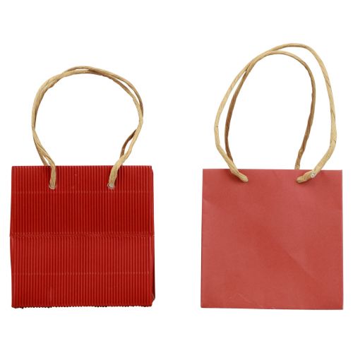 Artículo Bolsas de papel rojas con asa bolsas de regalo 10,5×10,5cm 8 piezas
