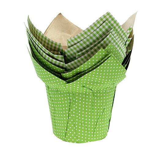 Floristik24 Maceta de papel Ø10cm H8cm verde 8pcs