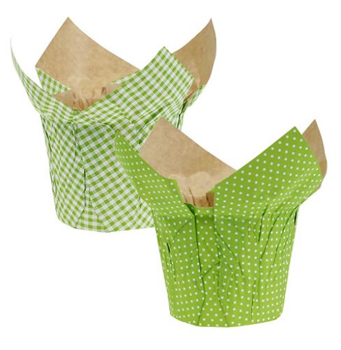 Floristik24 Maceta de papel Ø12cm H9cm culo verde. 8 piezas