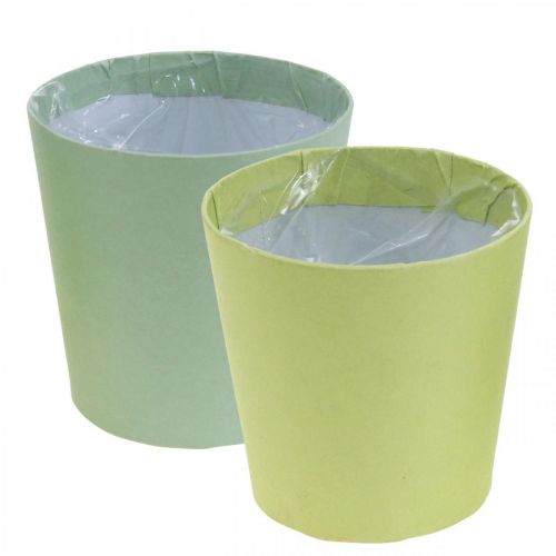 Artículo Macetero de papel, macetero, maceta para plantar azul/verde Ø13cm H12.5cm 4pcs