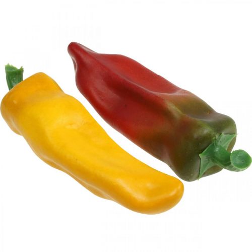 Artículo Decoración de escaparate con pimentón, decoración vegetal, colores surtidos, Al. 14 cm, 4 piezas