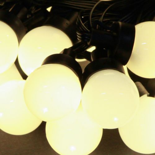 Artículo Cadena de luces LED para fiestas con forma de bola, color blanco cálido, longitud 735 cm.
