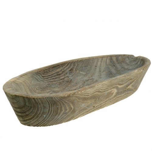 Floristik24 Cuenco decorativo de madera de paulownia ovalado 44cm x 19cm H8cm