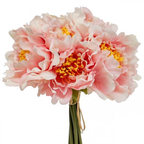 Floristik24 Paeonia Peonía Flor Artificial Peonía Rosa Ø6cm 28cm 7uds