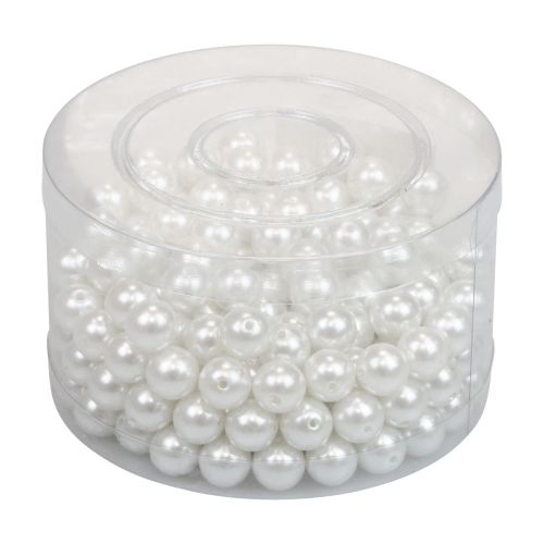 Floristik24 Cuentas decorativas para enhebrar cuentas artesanales blanco 12mm 300g