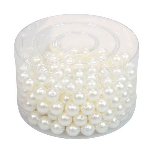 Floristik24 Cuentas para enhebrar cuentas artesanales blanco crema 12mm 300g