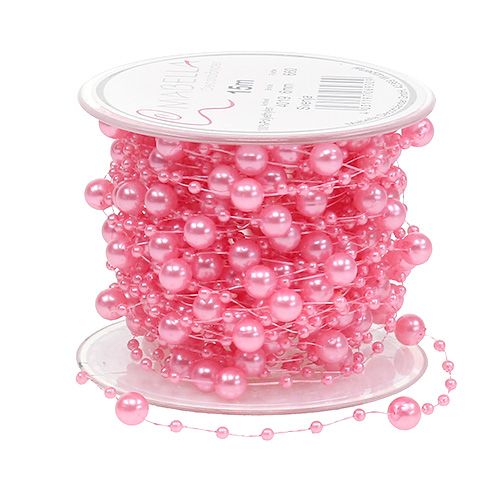 Floristik24 Cordón de perlas rosa 6mm 15m