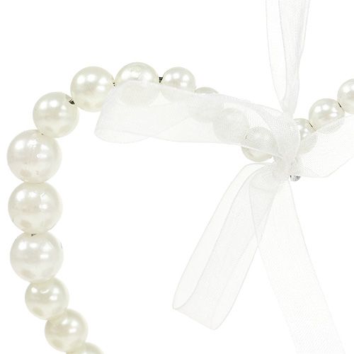 Floristik24 Corazón de perlas para colgar blanco 13cm 4pcs