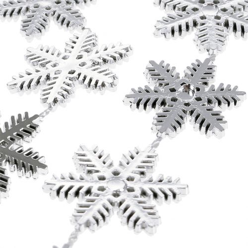 Artículo Guirnalda decorativa copos de nieve plata 270cm