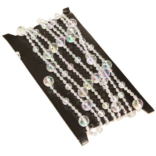 Artículo Collar de perlas, cinta de perlas, guirnalda de perlas, blanco transparente, 270 cm × 2 piezas