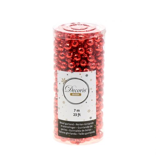 Floristik24 Guirnalda de perlas decoración árbol de Navidad rojo 7m
