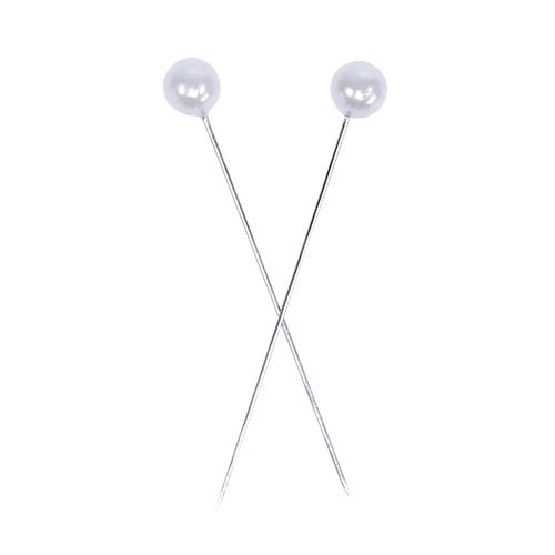 Floristik24 Agujas cabeza perla blancas Ø8mm L65mm 55uds