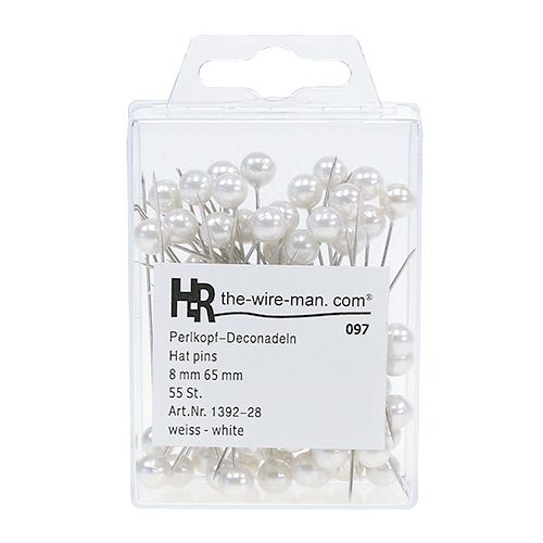Artículo Agujas cabeza perla blancas Ø8mm L65mm 55uds