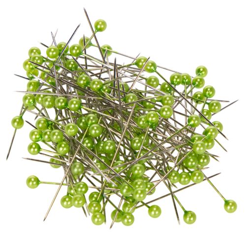 Alfileres de floristería con cabeza de perla verde, de uso versátil, Ø4 mm, 40 mm, 150 unidades.