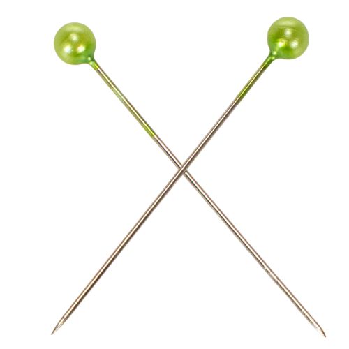 Alfileres de floristería con cabeza de perla verde, de uso versátil, Ø4 mm, 40 mm, 150 unidades. | Floristik24.es