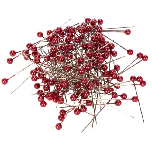Alfileres decorativos con cabeza de perla roja para floristerías, Ø4 mm, 40 mm, 150 unidades comprar | Floristik24.es